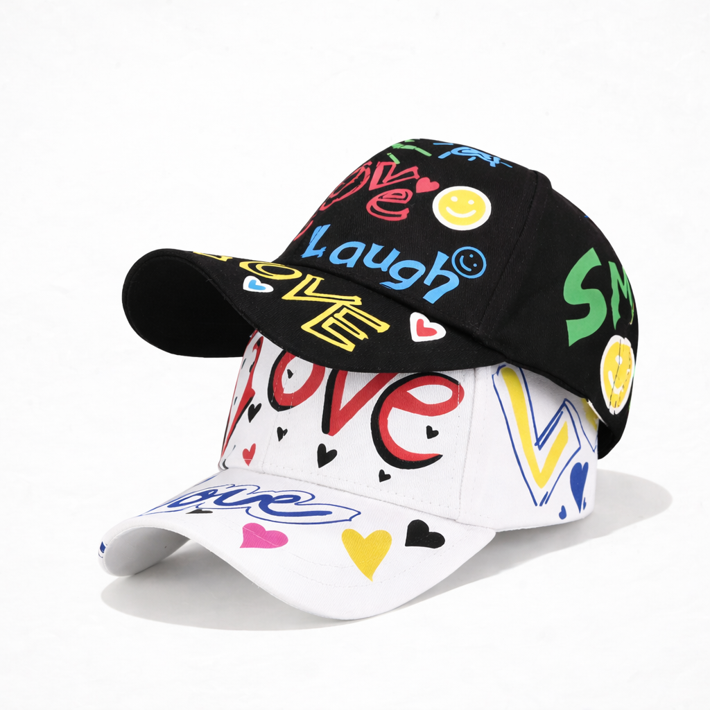 100% Cotton “Love Laugh” Coordinated Caps for Couples