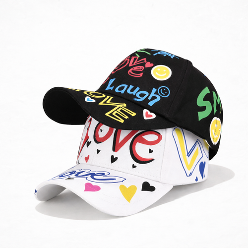 100% Cotton “Love Laugh” Coordinated Caps for Couples
