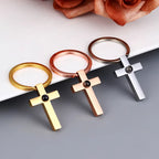 Personalized Photo Projection Cross Keychain with Picture Inside