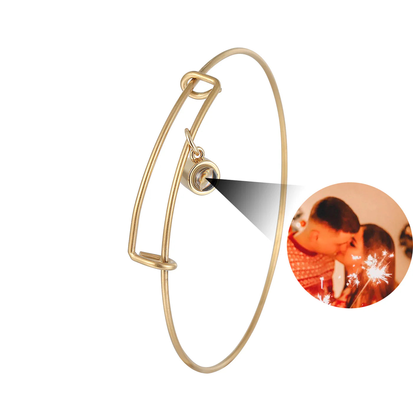 Embrace Photo Projection Bangle Bracelet with Picture Inside