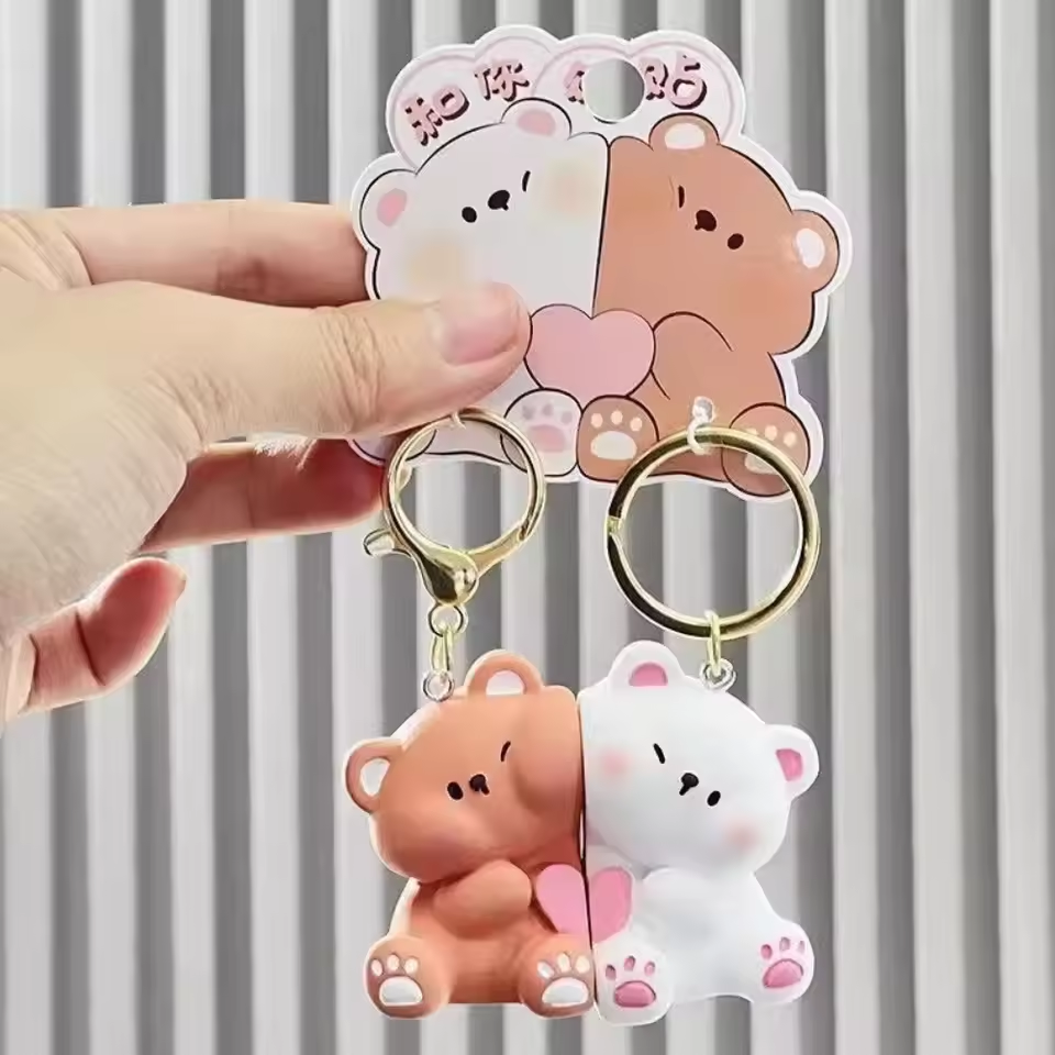 Cute Bear Couple Keyring Set – Adorable Matching Keychains for Couples & Best Friends