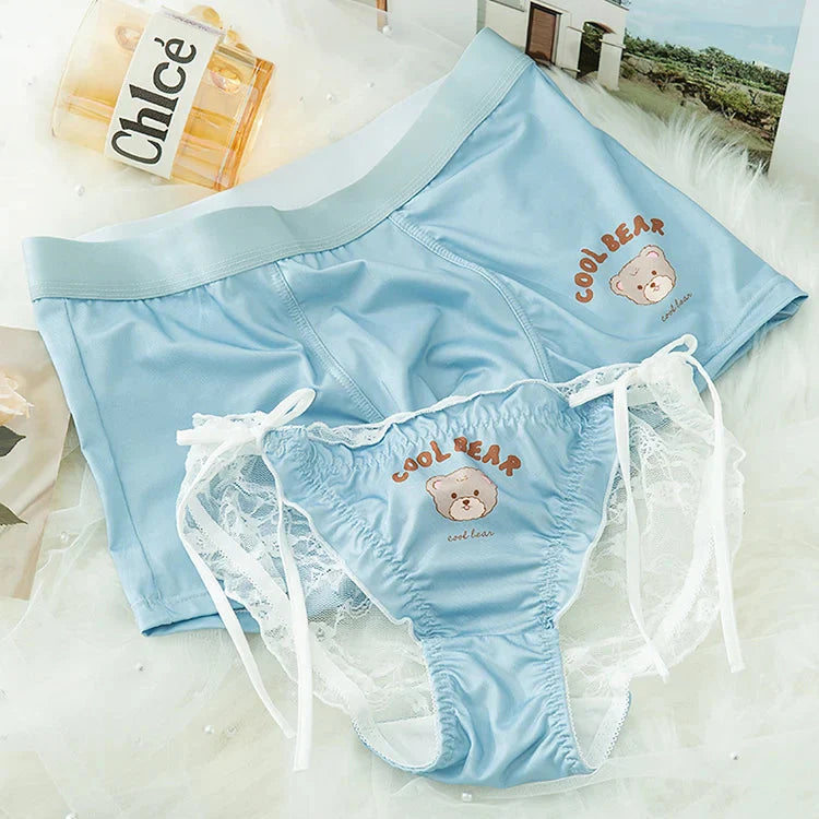Cool Bear Matching Couples Underwear – Smooth Lightweight Set Blue