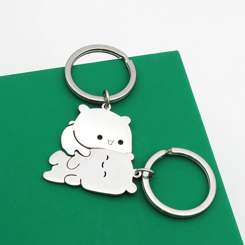 Adorable Bear Partner Keychains – Romantic Matching Metal Keyring Gift for Couples