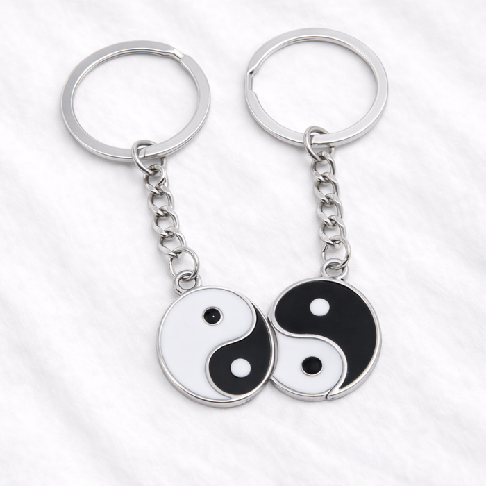 Black and White Yin Yang Couples Keychain