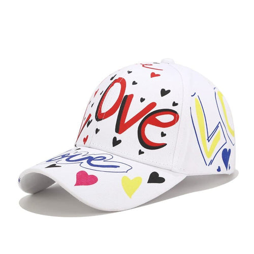 100% Cotton “Love Laugh” Coordinated Caps for Couples White