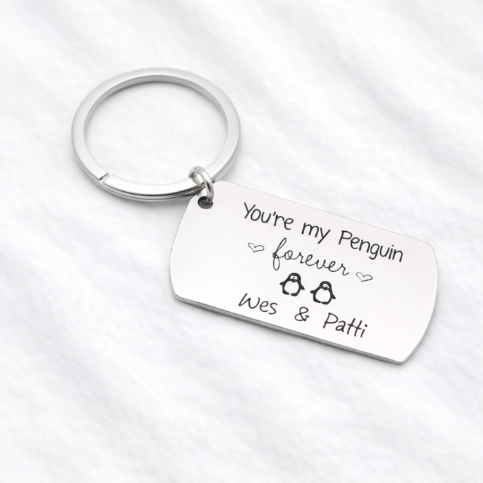 You Are My Penguin Custom Engraved Keychain – Romantic Personalised Gift