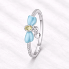 925 Sterling Silver Crown Promise Ring with Blue Pear-Cut Stone