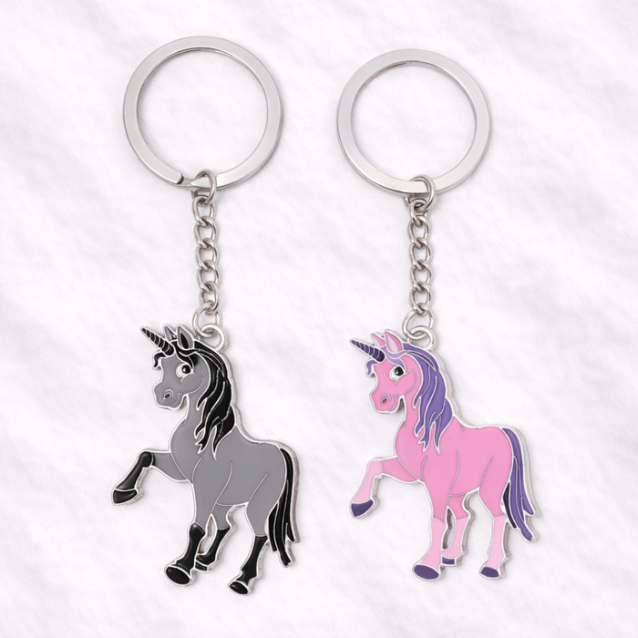 Black and Pink Unicorn Couples Keychain