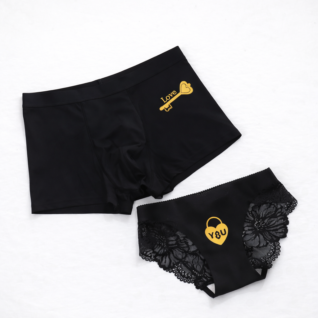 Key and Keyhole Matching Couples Underwear – Premium Cotton Set