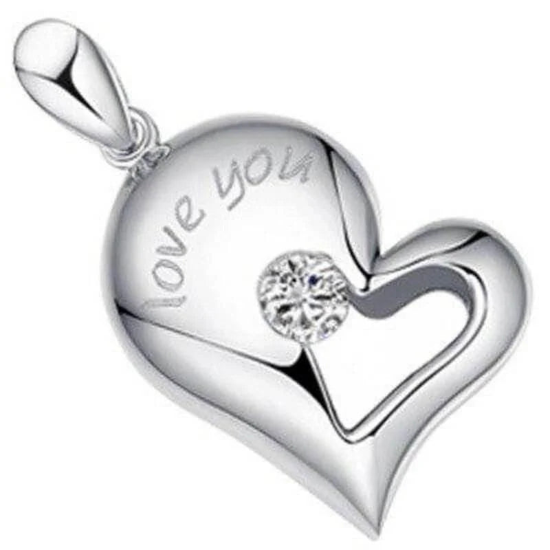 Silver Half Heart Necklace for Couples – Matching Set 1