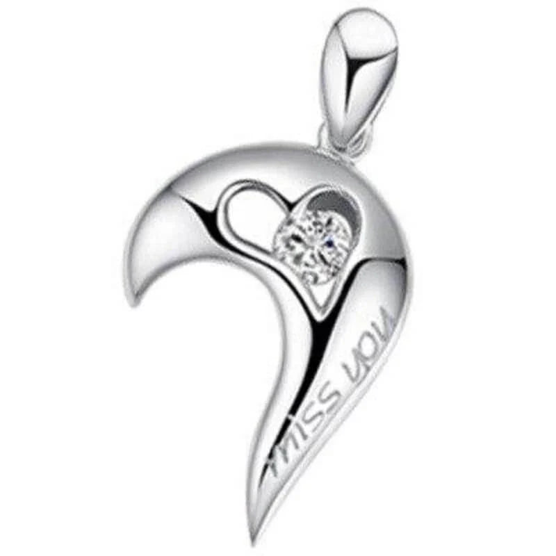 Silver Half Heart Necklace for Couples – Matching Set 2