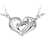 Silver Half Heart Necklace for Couples – Matching Set