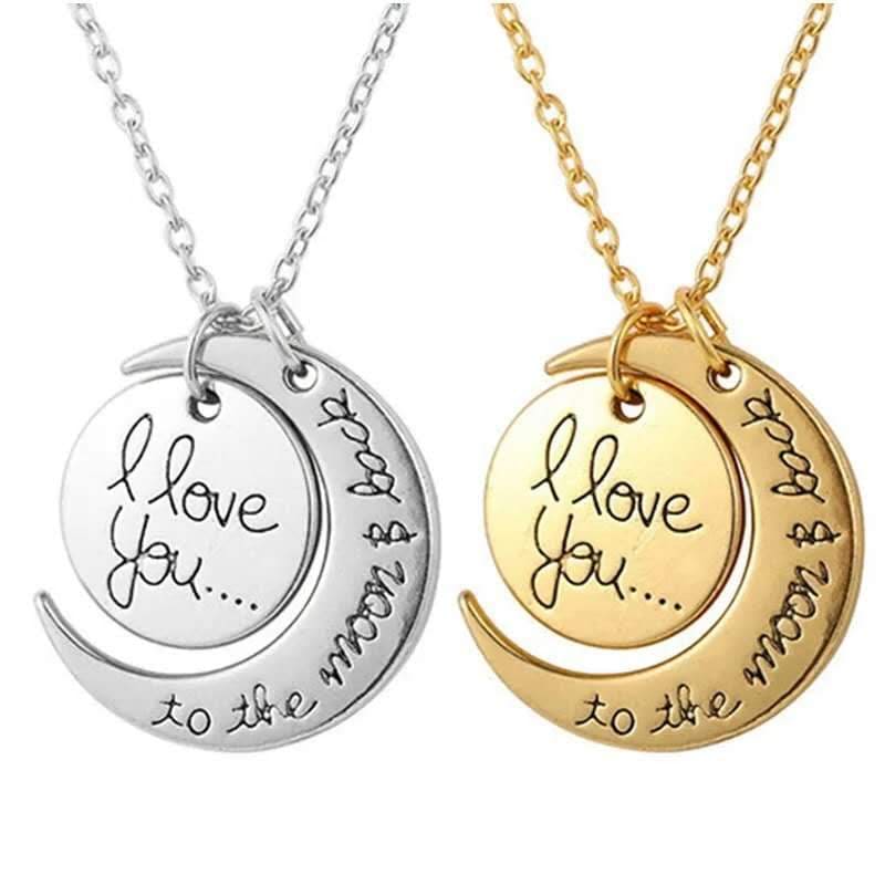I Love You to the Moon and Back Couples Necklace – Matching Set