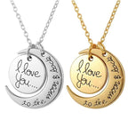 I Love You to the Moon and Back Couples Necklace – Matching Set