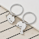 Cute Cat Couple Keychain Set – Adorable Matching Metal Keyrings for Partners