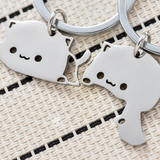 Cute Cat Couple Keychain Set – Adorable Matching Metal Keyrings for Partners