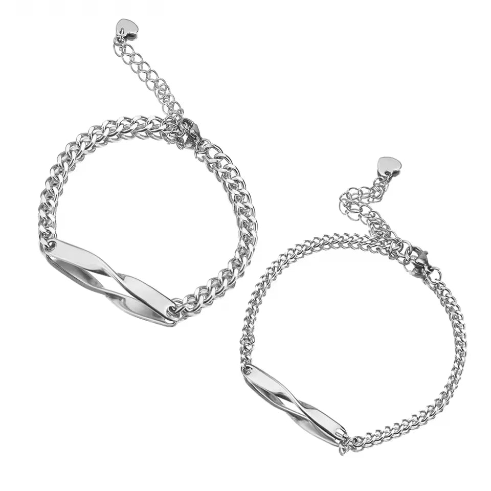 Couple Curb Bracelet – Matching Chain Jewellery for Couples Silver