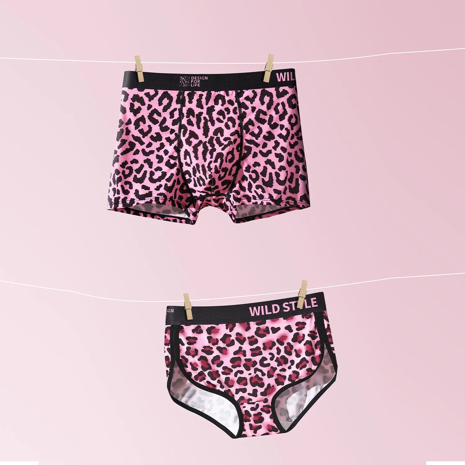 Pink Leopard Print Matching Couples Underwear – Smooth Lightweight Set