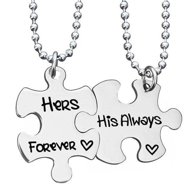 Puzzle Matching Chains for Couples – Interlocking Necklace Set