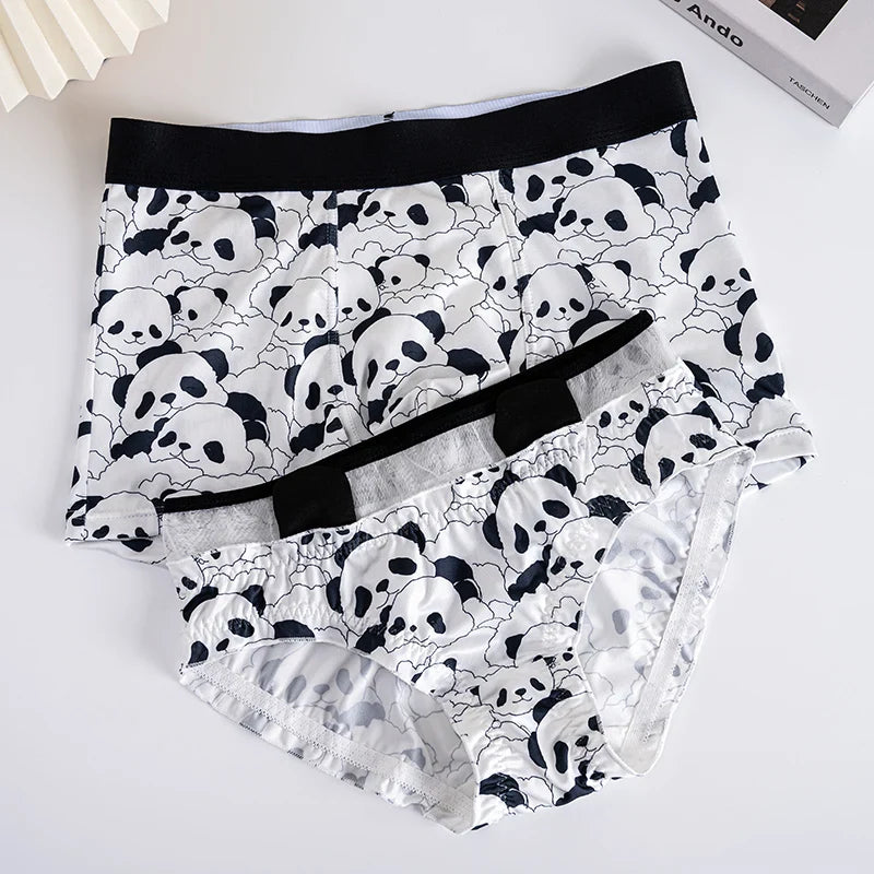 Couples Panda Print Matching Underwear – Smooth Lightweight Set Women M - Men L