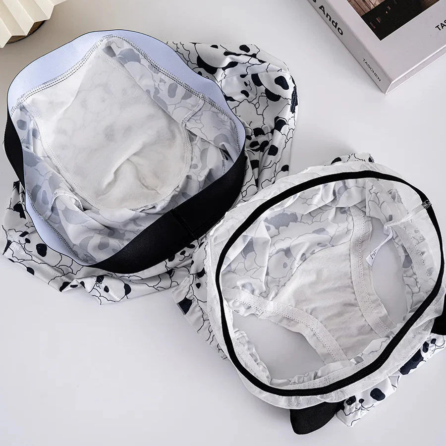Couples Panda Print Matching Underwear – Smooth Lightweight Set Women L - Men XL