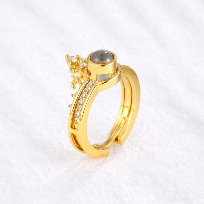 Crown Photo Projection Ring with Picture Inside