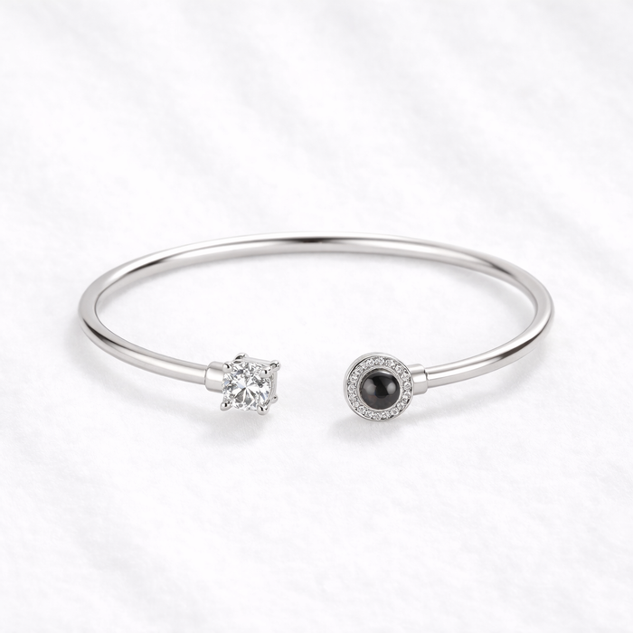 Crystal Echo Photo Projection Bracelet with Picture Inside Silver