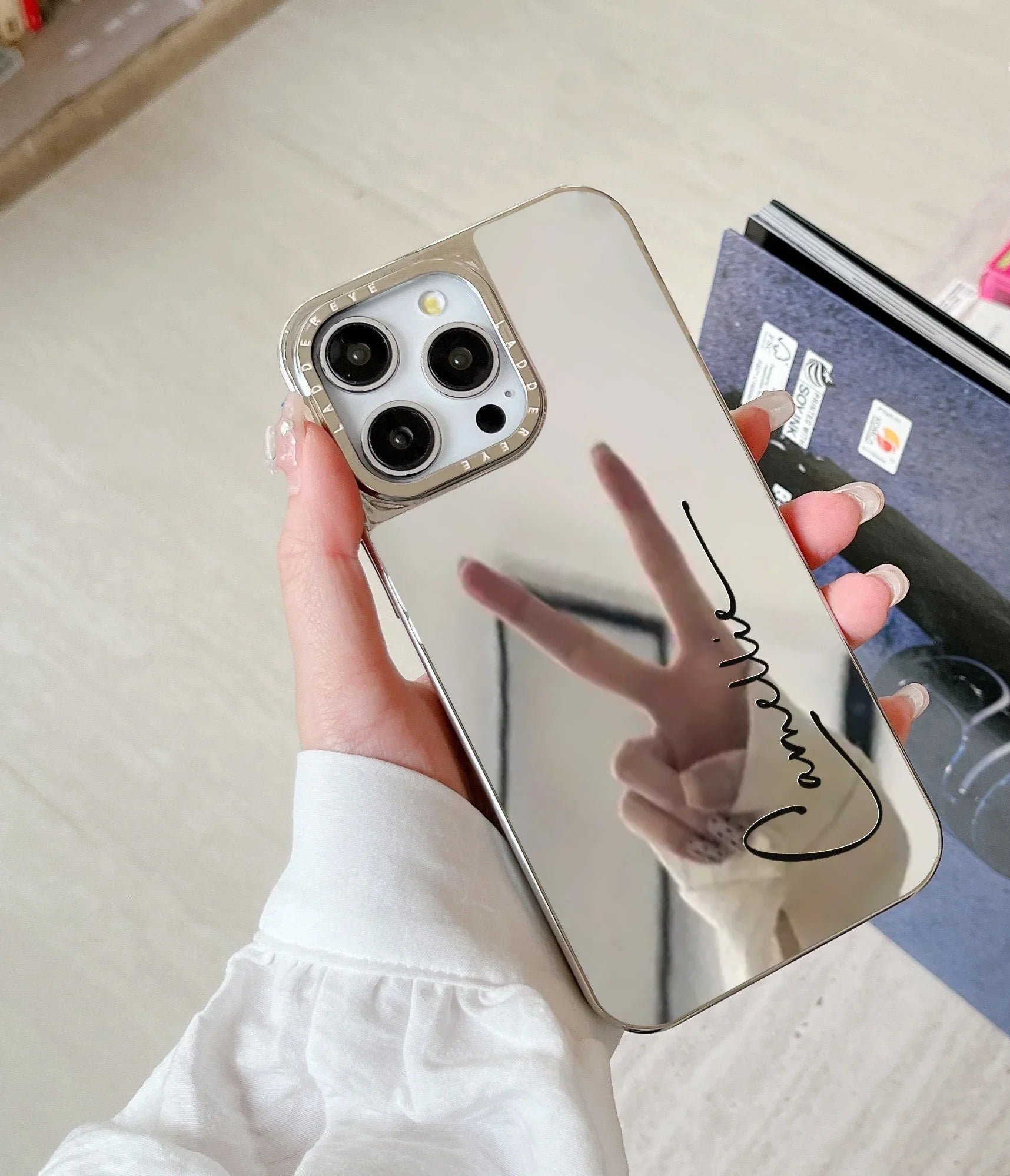 Custom Handwritten Name Mirror Phone Case – Chic Aesthetic Cover For iPhone 13 Pro