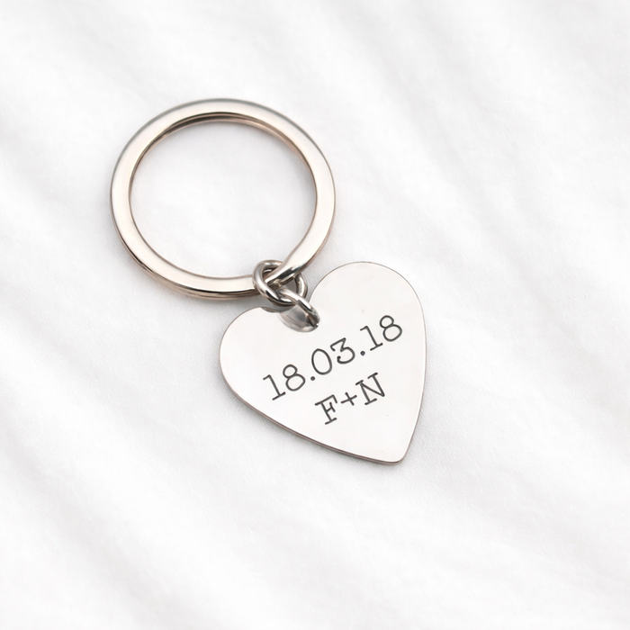 Custom Text Engraved Heart Keychains – Personalised Matching Set