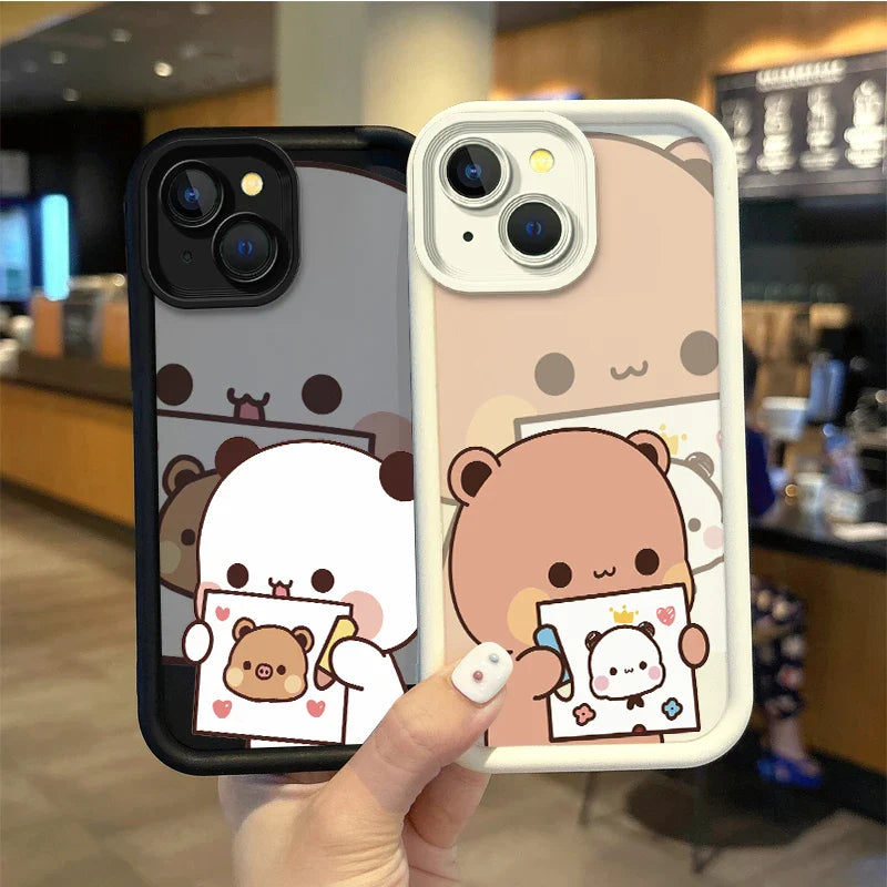 Cute Bear Couple Phone Case Set – Matching Cartoon iPhone Covers for Partners