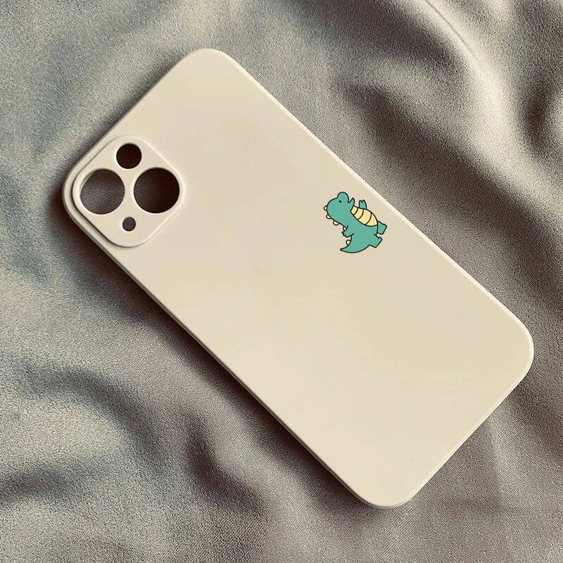 Cute Dinosaur Couple Phone Case Set – Matching His & Hers Cartoon iPhone Covers White 1