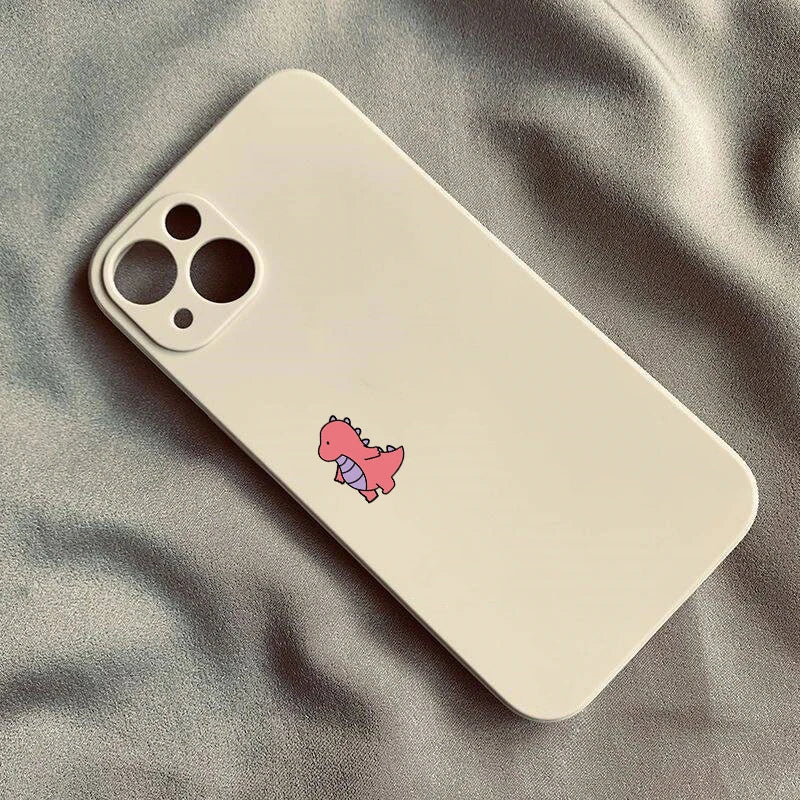 Cute Dinosaur Couple Phone Case Set – Matching His & Hers Cartoon iPhone Covers White 2