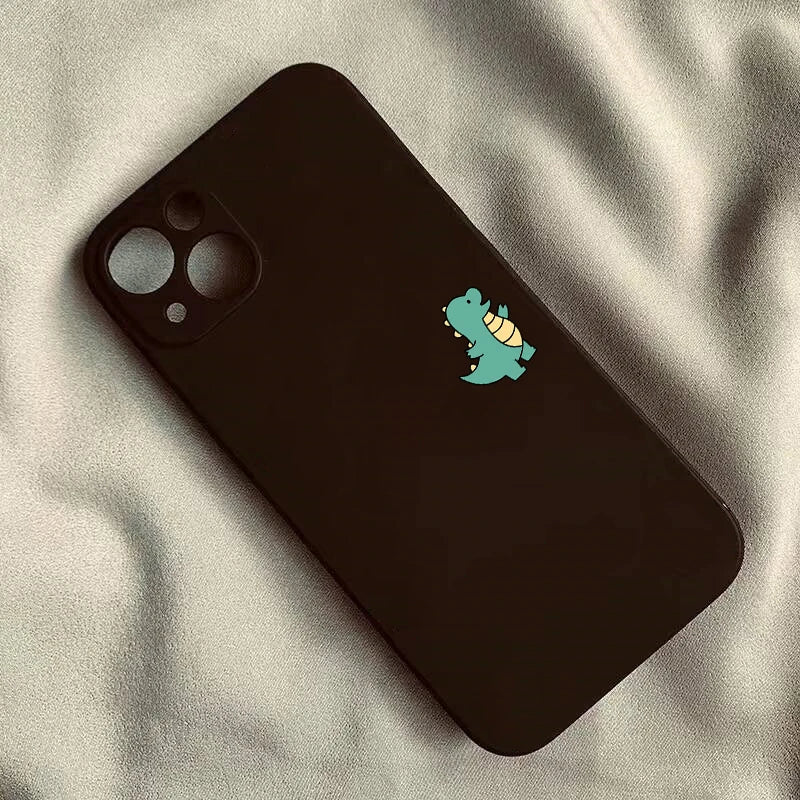Cute Dinosaur Couple Phone Case Set – Matching His & Hers Cartoon iPhone Covers Black 2