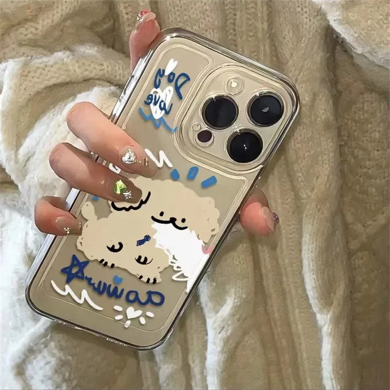 Kawaii Pet Couple Phone Cases – Adorable Cat & Dog Clear Cover Set