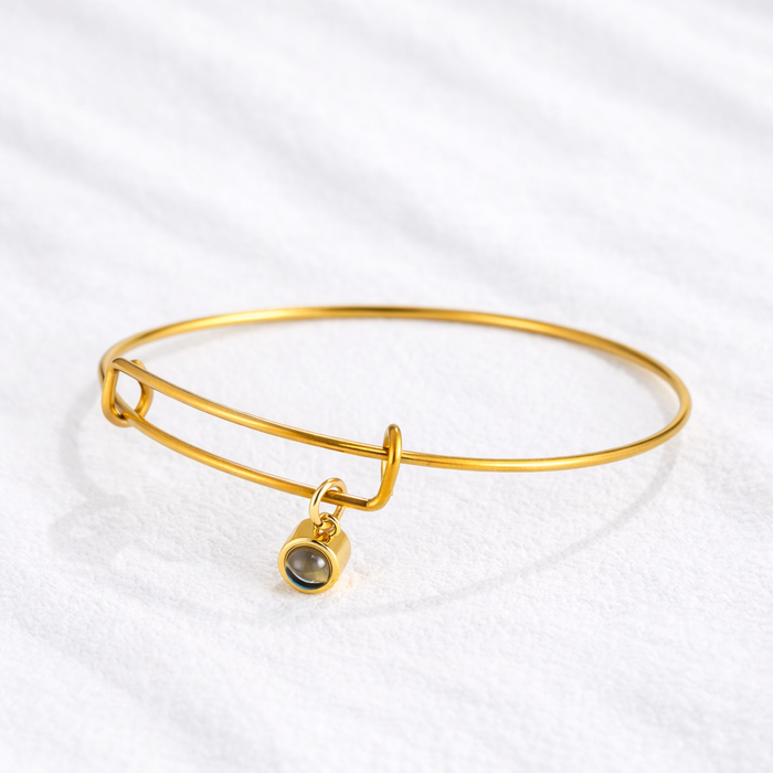 Embrace Photo Projection Bangle Bracelet with Picture Inside