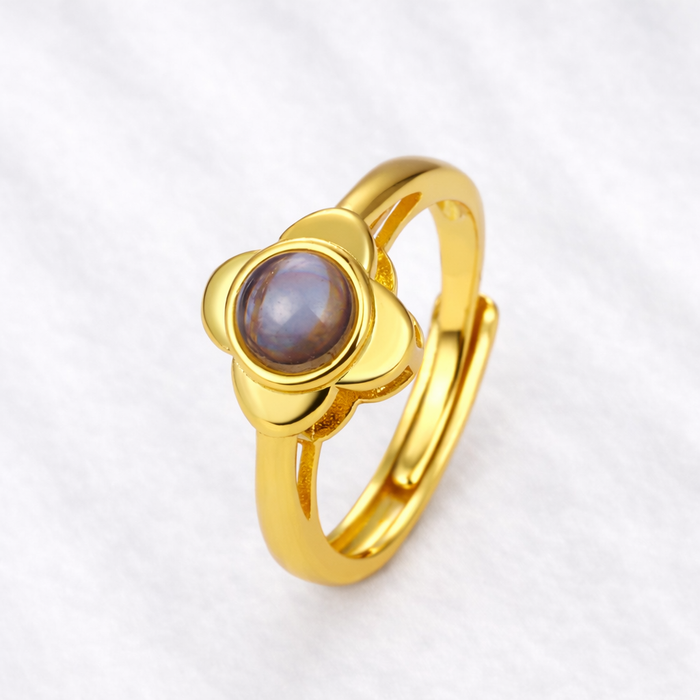 Flower Photo Projection Ring with Picture Inside