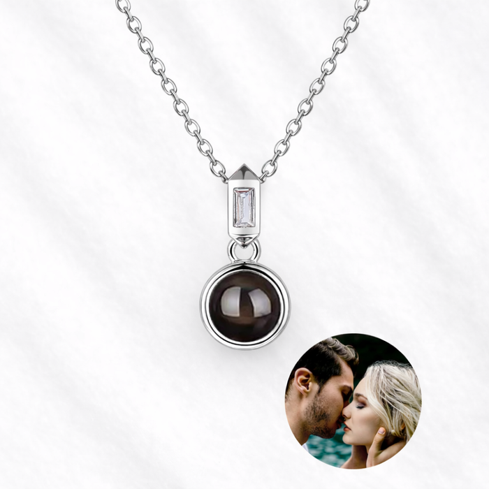 Glamour Projection Photo Necklace with Picture Inside Silver