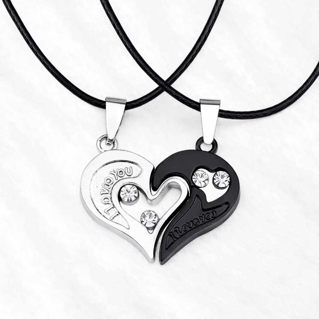 His and Hers Heart Necklace – Matching Couple Jewellery Set