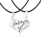 His and Hers Heart Necklace – Matching Couple Jewellery Set Silver