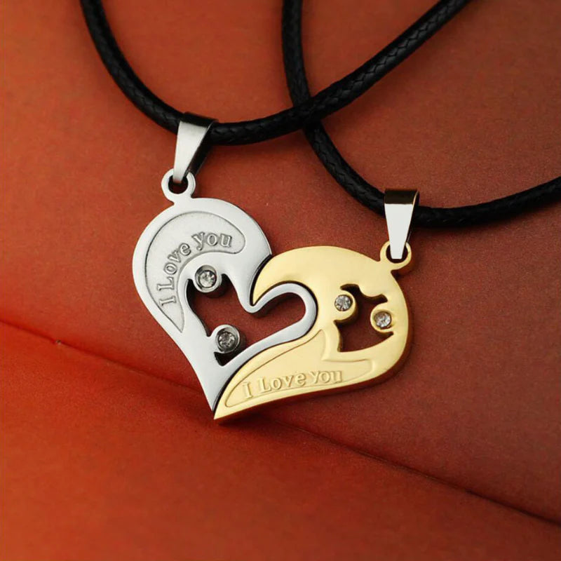 His and Hers Heart Necklace – Matching Couple Jewellery Set