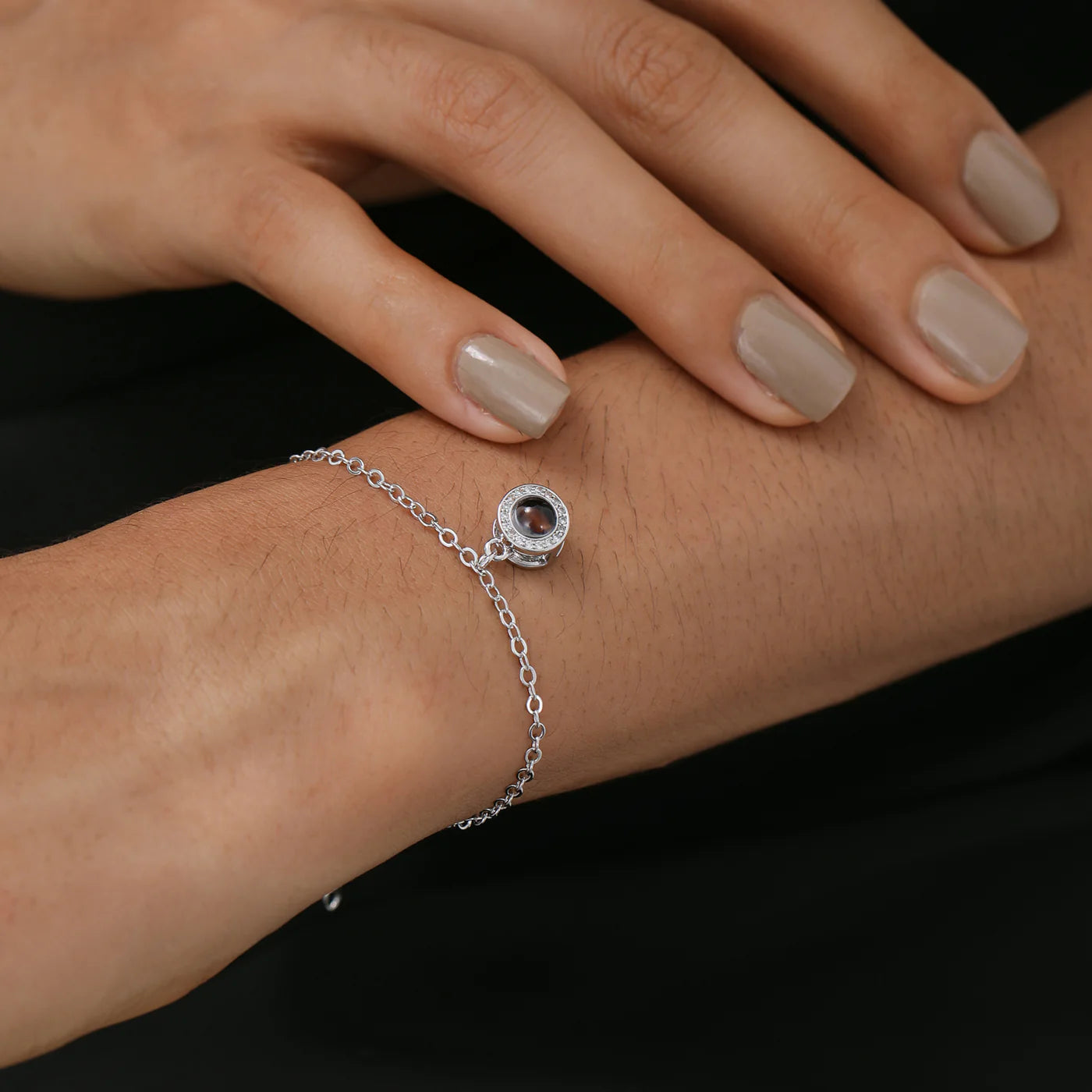Radiant Halo Photo Projection Bracelet with Picture Inside