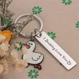 Adorable Duck Couple Keychain with “I Ducking Love You” Charm – Sweet Anniversary Keepsake