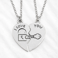 I Love You Lock Key Heart Couple Pendant Necklace – Matching Set