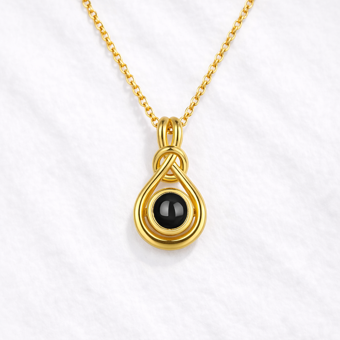 Infinite Symbol Photo Projection Necklace with Picture Inside