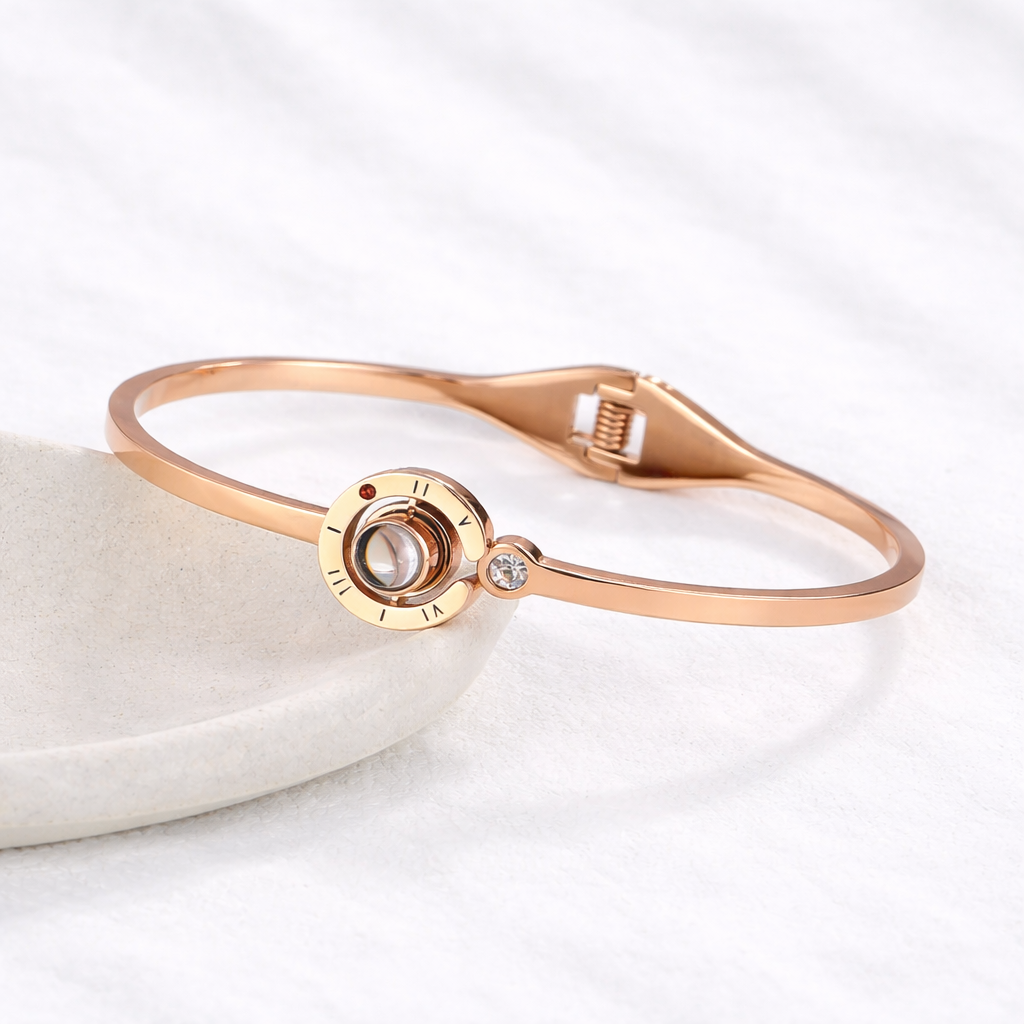 Joyful Photo Bangle Bracelet with Picture Inside