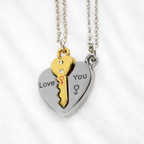 Key and Heart Necklace Set for Couples – Matching Romantic Jewellery