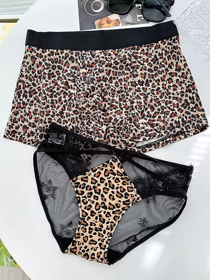 Leopard Print Couples Matching Underwear – Smooth Lightweight Set 5