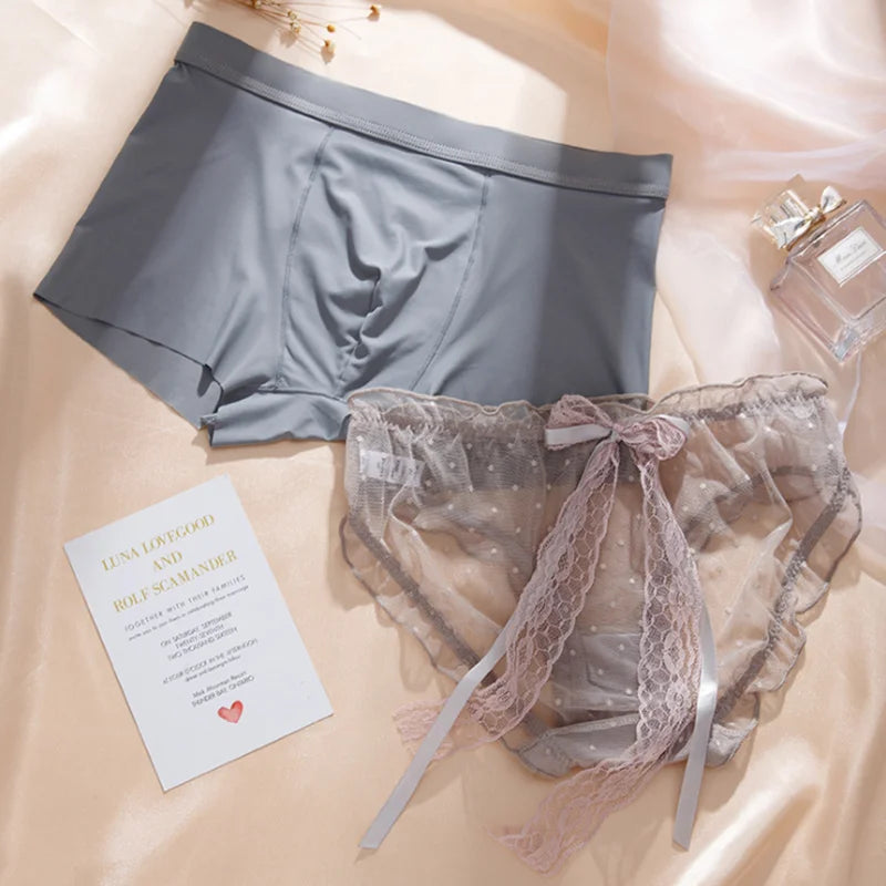 Pink Matching Couples Underwear Sets – Premium Cotton Comfort Gray