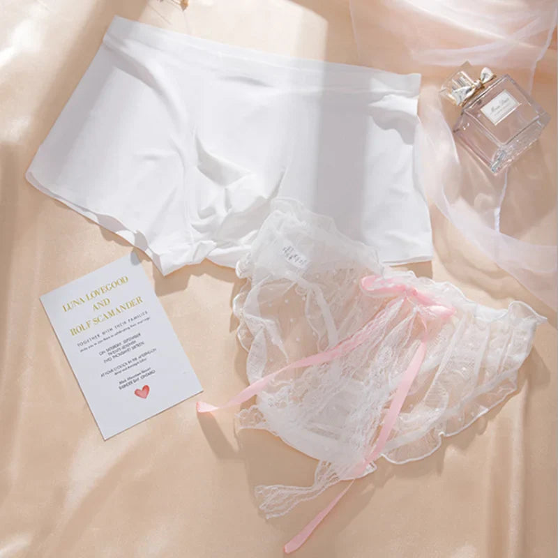 Pink Matching Couples Underwear Sets – Premium Cotton Comfort White