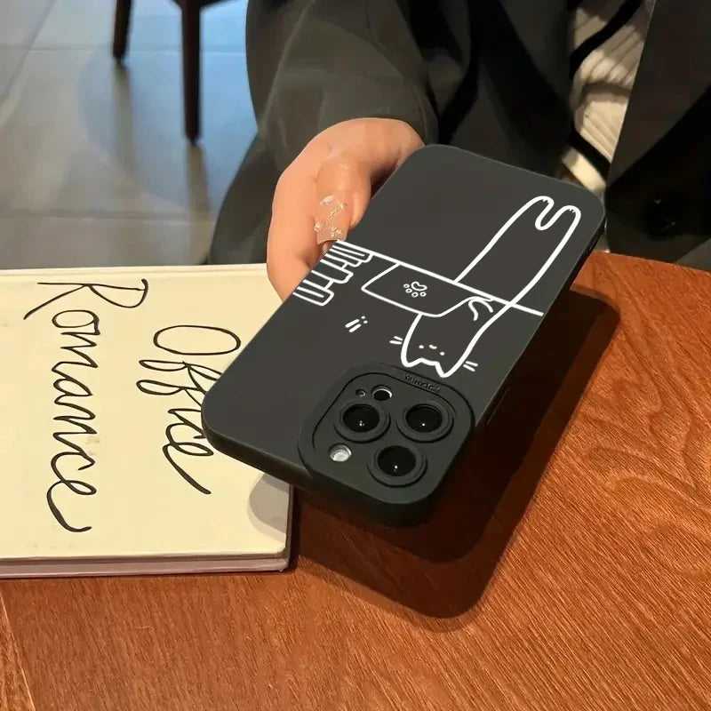 Cute Cat Couple Phone Case Set – Study & Sleep Matching Covers